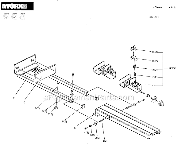 Rockwell RK9206 Jawhorse Plywood Jaw Page A Diagram