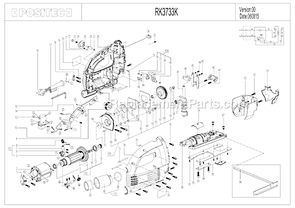 Rockwell RK3733K 6 Amp Pro-Grade Jig Saw Page A Diagram
