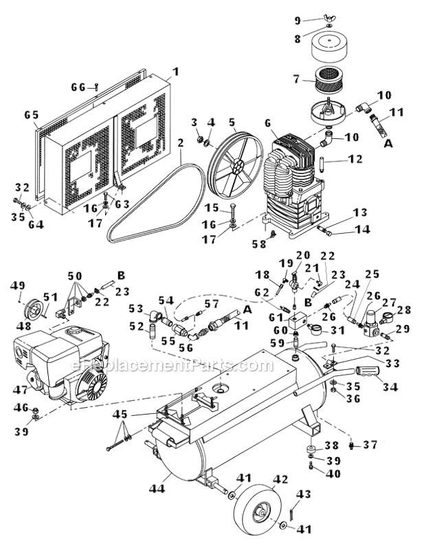 Rolair 7722HK28/20 8HP Air Compressor Parts_List_For_7722Hk2820 Diagram