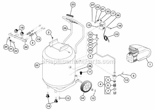 Rolair FC250090L 2.5-HP 24-Gallon Air Compressor Page A Diagram