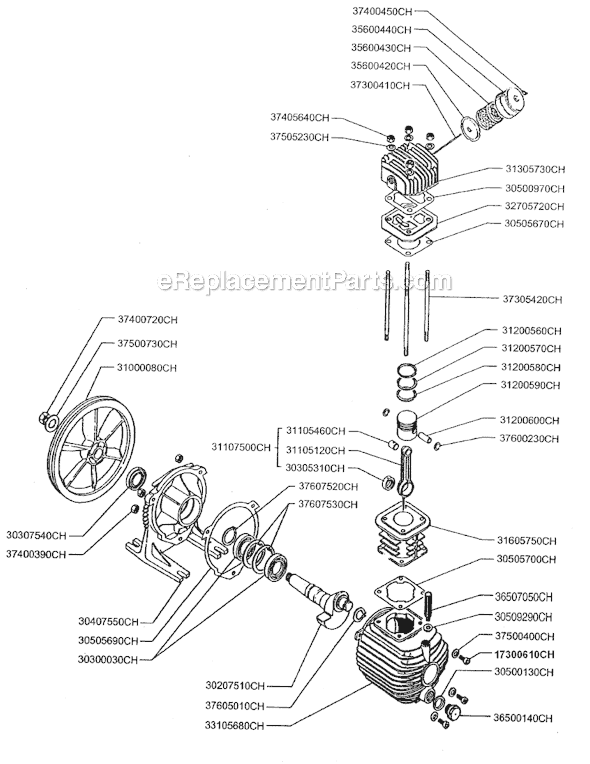 Rolair PMP11K3CH Belt Drive-Single Stage Pump Page A Diagram