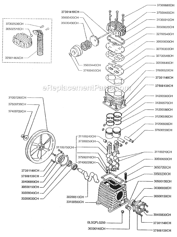 Rolair PMP12K11CH Belt Drive-Single Stage Pump Page A Diagram