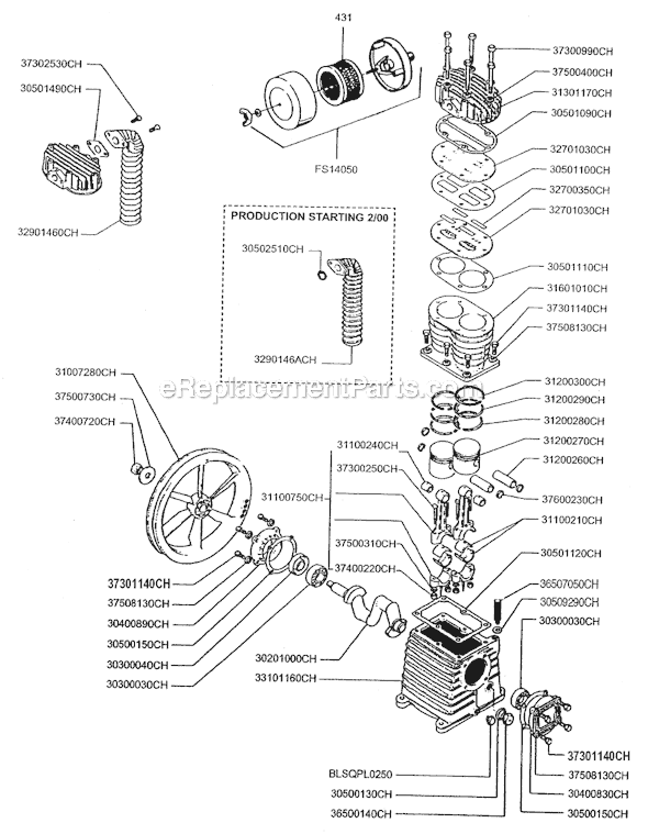 Rolair PMP12K17CH Belt Drive-Single Stage Pump Page A Diagram