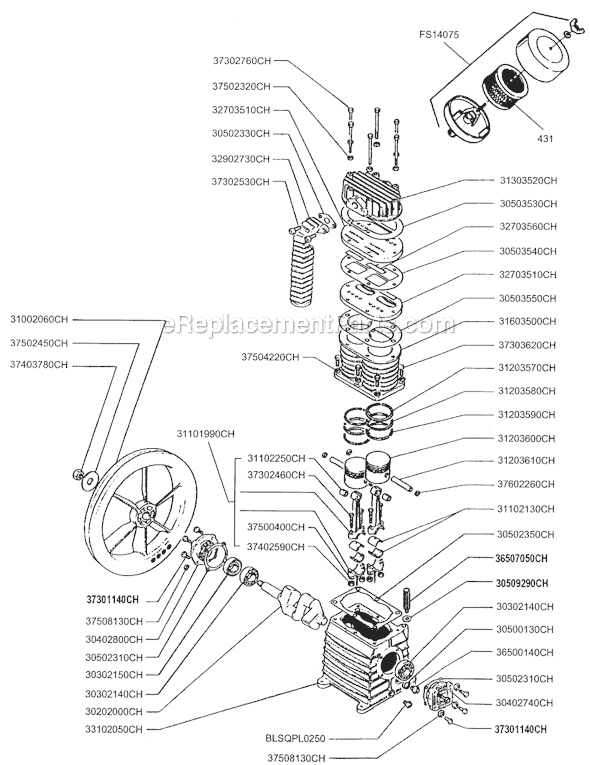 Rolair PMP12K35CH Belt Drive-Single Stage Pump Page A Diagram