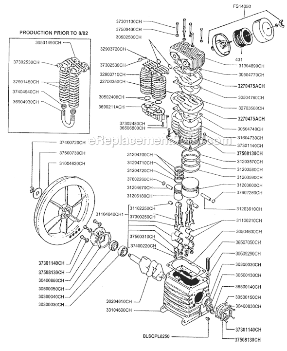 Rolair PMP22K24CH 2-Stage Belt Drive Pump Page A Diagram