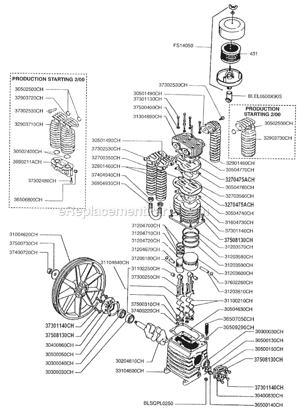 Rolair PMP22K25CH 2-Stage Belt Drive Pump Page A Diagram