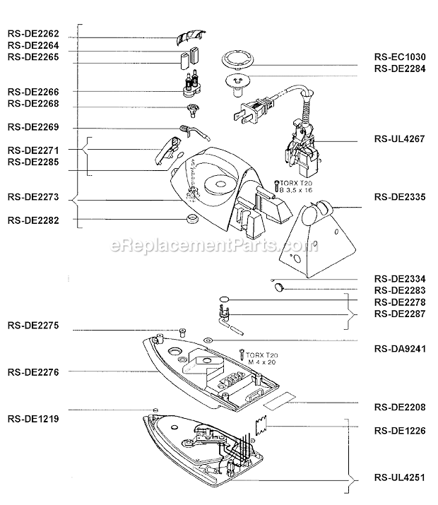 Rowenta DE333 Surfline Iron Page A Diagram