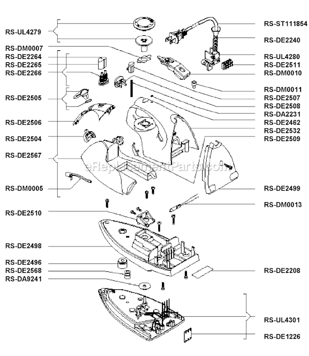 Rowenta DE493A Aqua Clip Iron Page A Diagram