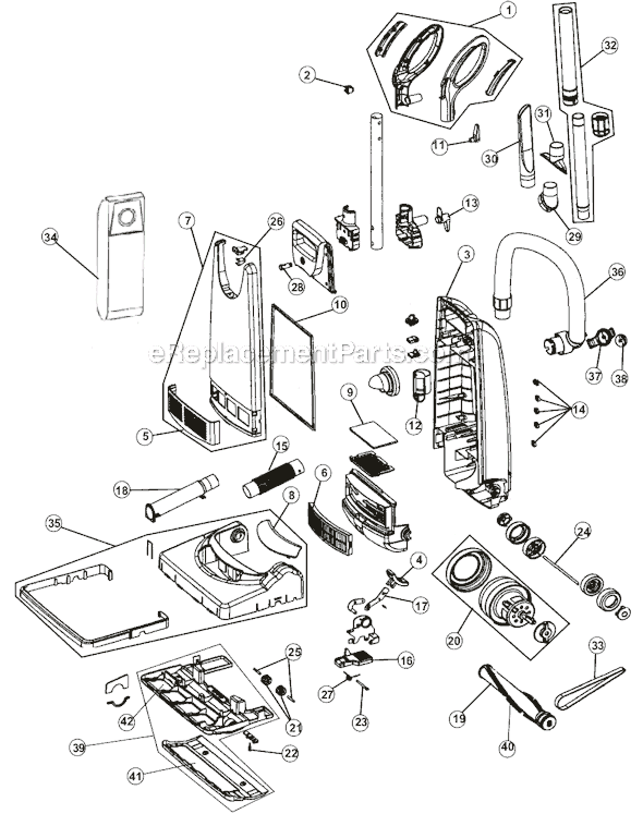 Royal RY7400 Protege 7400 Upright Vacuum Page A Diagram