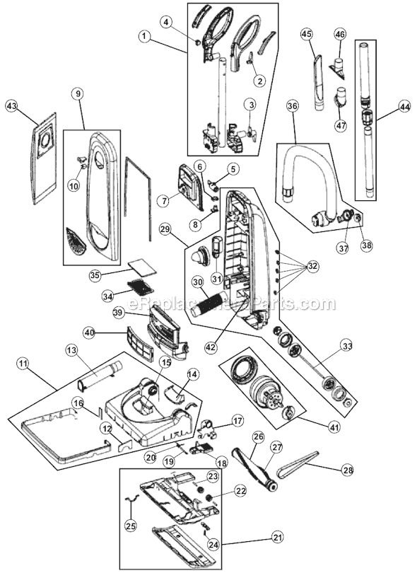 Royal RY9700 Eminence Upright Vacuum Page A Diagram