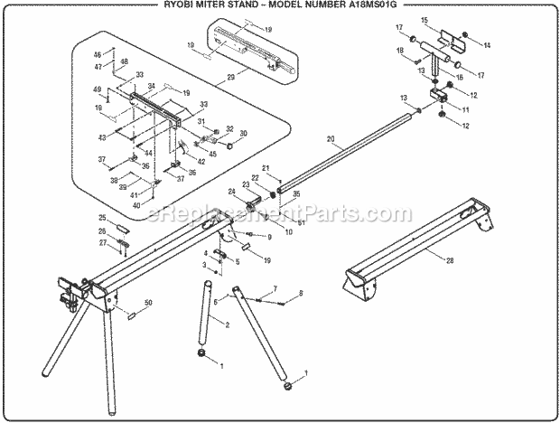 Ryobi A18MS01G A18MS01G Miter Stand General_Assembly Diagram