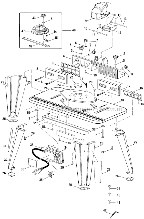Ryobi A25RT01 Router Table Page A Diagram