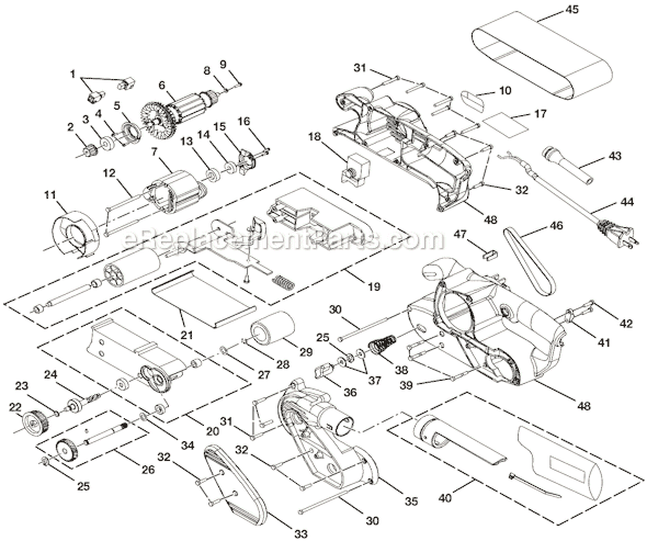 Ryobi BE318-2 3x18 in. 120V 5.32A Belt Sander Page A Diagram