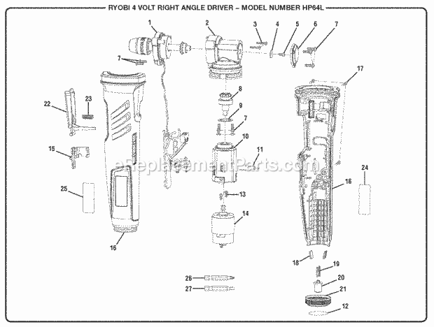 Ryobi HP64L 4 Volt Right Angle Driver General_Assembly Diagram