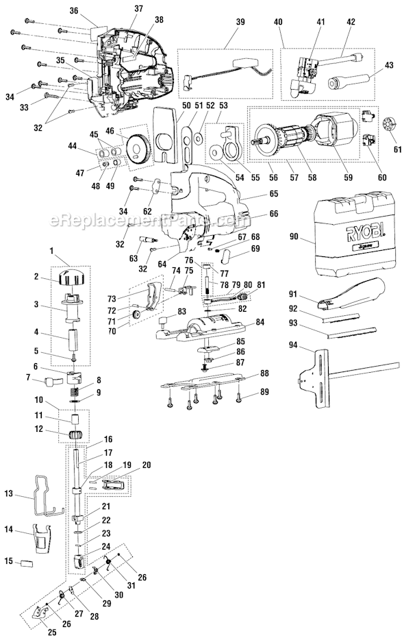 Ryobi JS550 Corded Jig Saw Page A Diagram