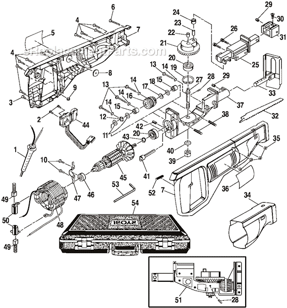 Ryobi RJ150V-01 Reciprocating Saw Page A Diagram