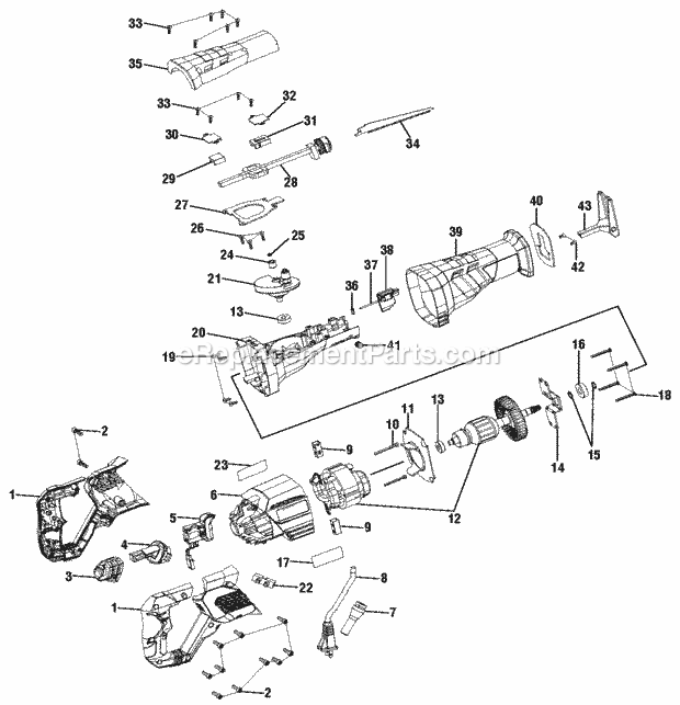 Ryobi RJ185V Variable Speed Reciprocating Saw Page A Diagram