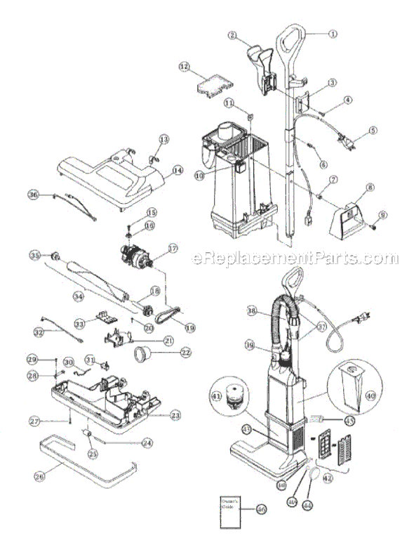 Sanitaire SP6610A Commercial Upright Vacuum Page A Diagram