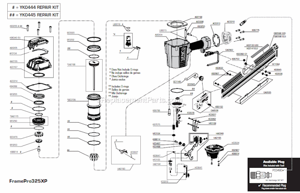 Senco FramePro 325XP Clipped Head Nailer Page A Diagram