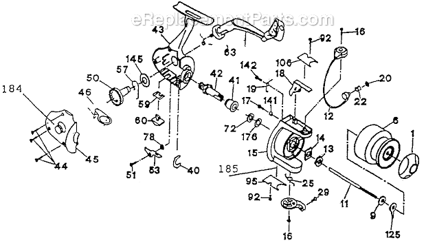 Shakespeare 125 Pro-Am Spinning Reel Page A Diagram