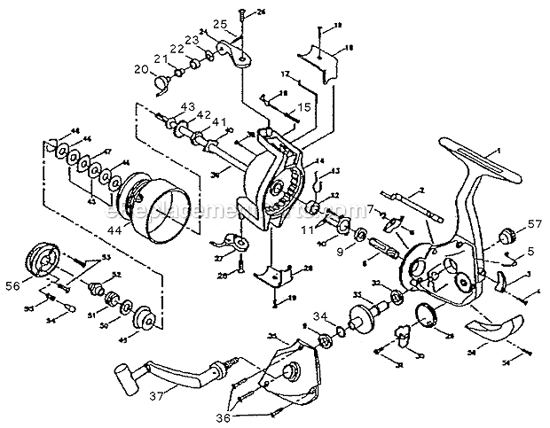 Shakespeare 40 Xterra Front Drag Spinning Reel Page A Diagram