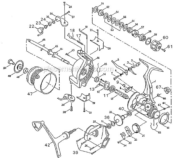 Shakespeare XT035R Xterra Rear Drag Spinning Reel Page A Diagram