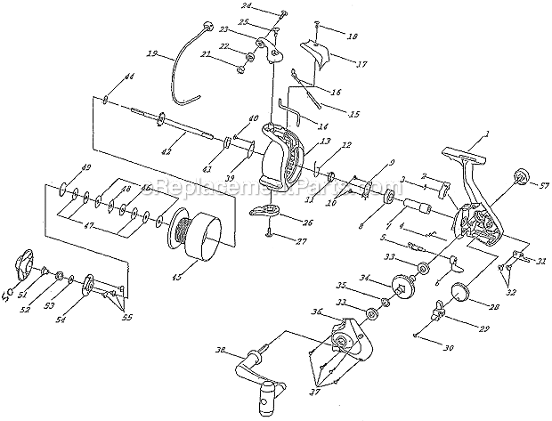 Shakespeare XT50F Xterra Front Drag Reel Page A Diagram