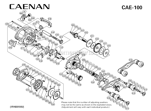Shimano CAE-100 Caenan Baitcast Reel Page A Diagram