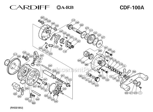 Shimano CDF-100A Cardiff Baitcast Reel Page A Diagram