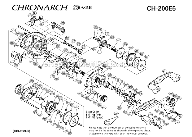 Shimano CH-200E5 Chronarch Baitcast Reel Page A Diagram