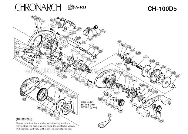 Shimano CH100D5 Low-Profile Baitcasting Chronarch MG Page A Diagram