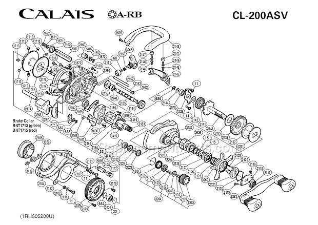 Shimano CL-200ASV Calais Baitcast Reel Page A Diagram