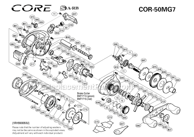 Shimano COR-50MG7 Core Baitcast Reel Page A Diagram