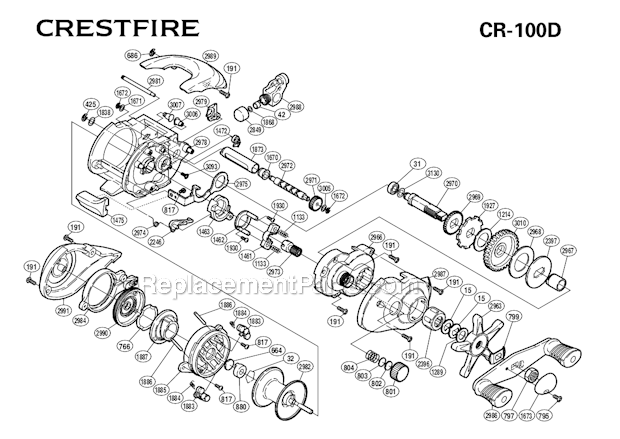 Shimano CR-100D Crestfire Baitcasting Reel Page A Diagram