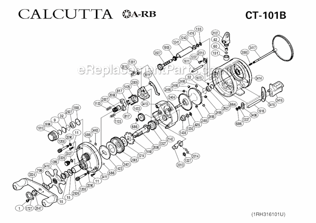 Shimano CT-101B Calcutta Baitcast Reel Page A Diagram