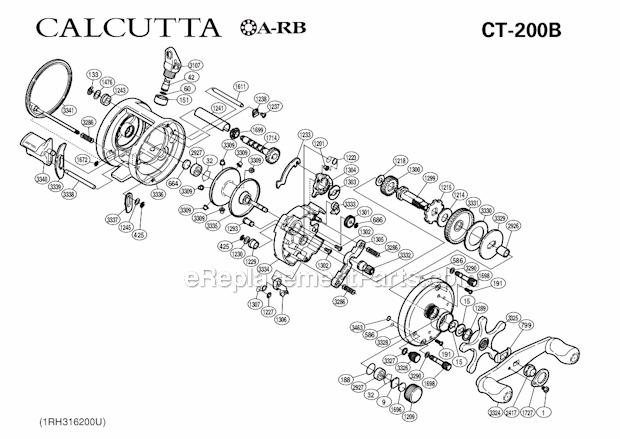 Shimano CT-200B Calcutta Baitcast Reel Page A Diagram