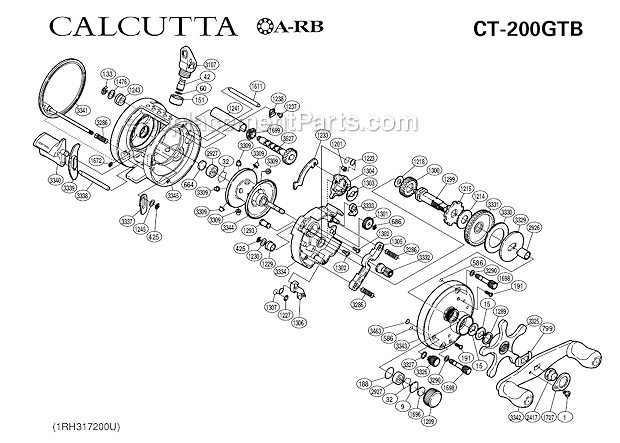 Shimano CT200GTB Round Baitcasiting Calcutta B Page A Diagram