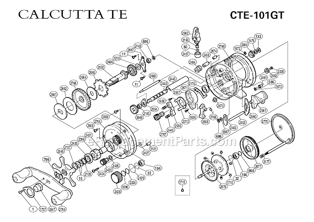 Shimano CTE-101GT Calcutta Baitcasting Reel Page A Diagram