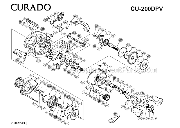 Shimano CU-200DPV Curado Baitcasting Reel Page A Diagram