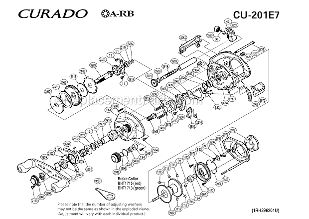 Shimano CU-201E7 Curado Baitcasting Reel Page A Diagram