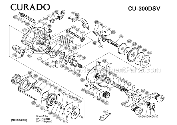 Shimano CU-300DSV Curado Baitcasting Reel Page A Diagram