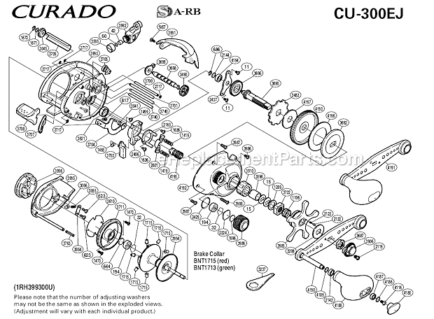 Shimano CU-300EJ Curado Baitcast Reel Page A Diagram