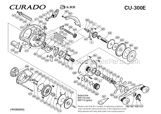 Shimano CU-300E Curado Baitcast Reel OEM Replacement Parts From