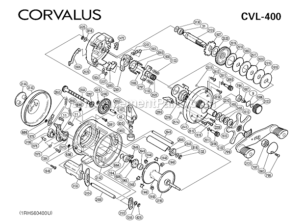 Shimano CVL400 Round Baitcasting Corvalus Page A Diagram