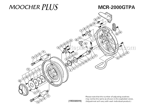 Shimano MCR-2000GTPA Moocher Plus Drag Reel Page A Diagram