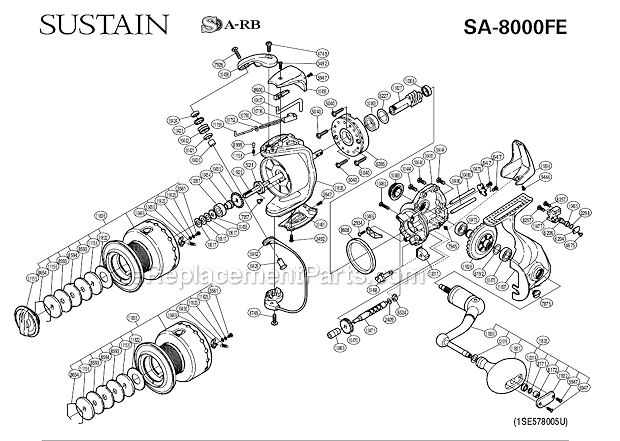 Shimano SA8000FE Sustain Spinning Reel Page A Diagram