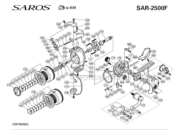 Shimano SAR-2500F Saros Spinning Reel Page A Diagram