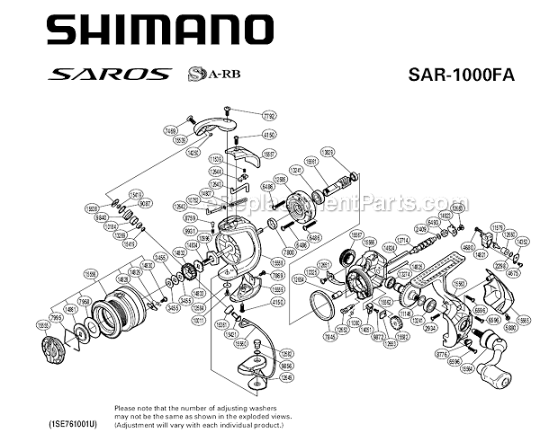 Shimano SAR1000FA Sprinning Reel Saros Fa Page A Diagram