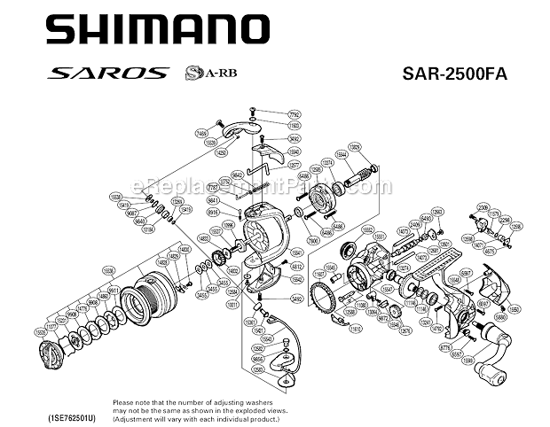 Shimano SAR2500FA Spinning Reel Saros Fa Page A Diagram