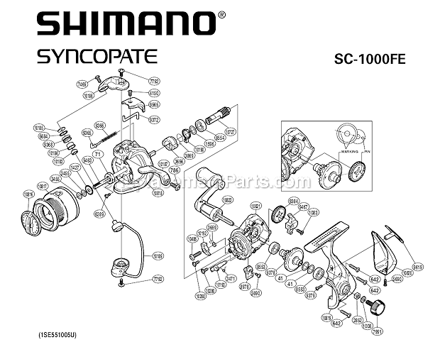 Shimano SC1000FE Sprinning Reel Syncopate Page A Diagram